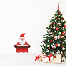 Новорічна вінілова наклейка Zatarga Санта в димарі 500х600 (Z202011)