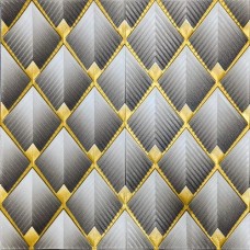 Самоклеюча декоративна настінно-стельова 3D панель Sticker Wall Ромб 700х700х4 мм Сіро-золотий (SW-00001986)