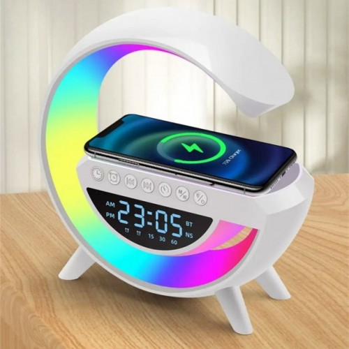 Настільна смарт лампа-нічник Light-Wireless Happy Light з колонкою бездротовою зарядкою та годинником (BT-3401)