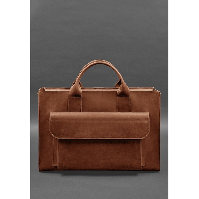 Шкіряна сумка для ноутбука та документів Універсальна світло-коричнева Crazy Horse BlankNote