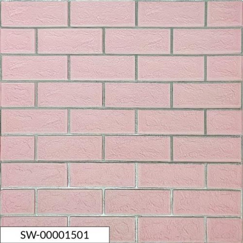 Стінова панель самоклеюча Sticker Wall Рожева 3D NEW CULTURAL WALL 70*70см*4мм PINK+SILVER (D) SW-00001501