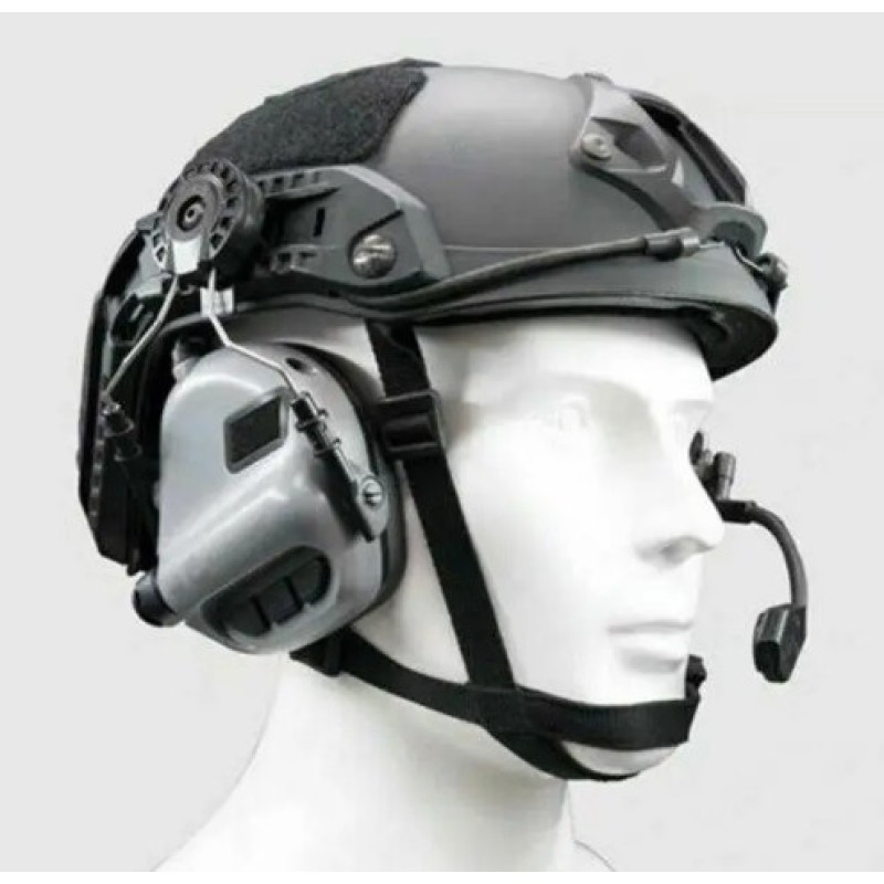 Тактичні активні навушники EARMOR М32Н із кріпленням та гарнітурою під шолом Сірий (1713646566)