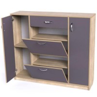 Тумба для взуття Тиса Мебель ТО-142 Дуб сонома Графіт 105x120 см Тумба для взуття Тиса Мебель ТО-142 Дуб сонома Графіт 105x120 см