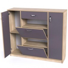 Тумба для взуття Тиса Мебель ТО-142 Дуб сонома Графіт 105x120 см