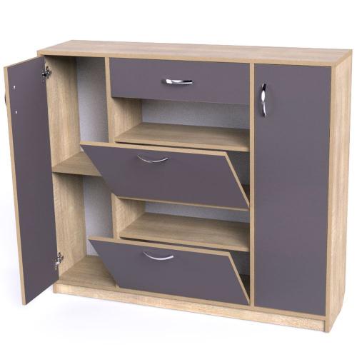 Тумба для взуття Тиса Мебель ТО-142 Дуб сонома Графіт 105x120 см