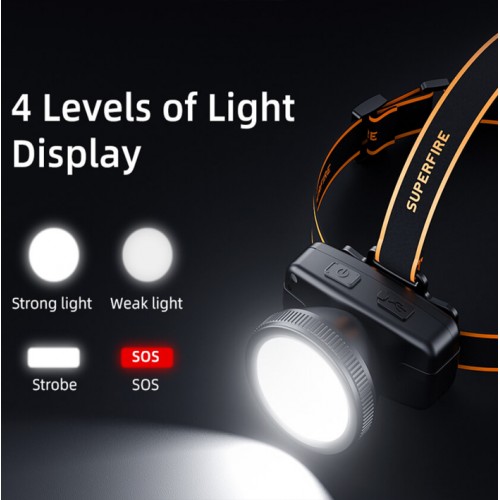 Ліхтар налобний акумуляторний HL55-S Superfire 300 Lumen IP42