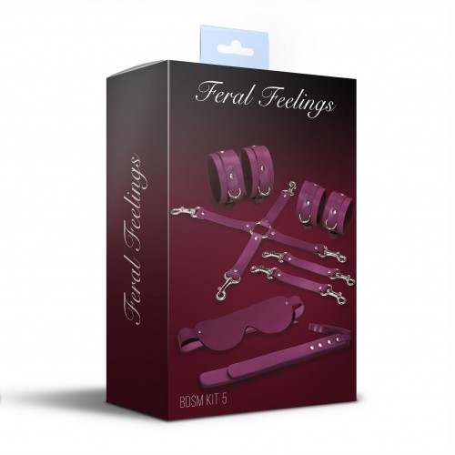 Набір Feral Feelings BDSM Kit 5 Burgundy, наручники, поножі, хрестовина, маска, падл в інтернет супермаркеті PbayMarket!