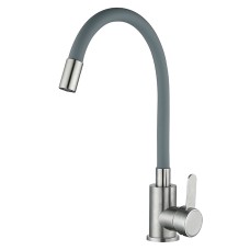 Змішувач для кухні із сірим гнучким виливом Mixxus FAN-011 Refl.Gray (нерж. сталь) (MI6106)