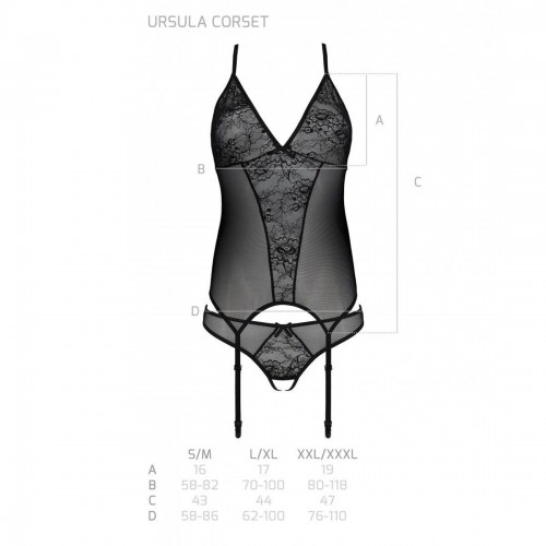 Корсет із пажами, трусики з ажурним декором та відкритим кроком Ursula Corset black L/XL — Passion в інтернет супермаркеті PbayMarket!