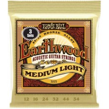 Струни для акустичної гітари 3 Sets Ernie Ball 3003 Earthwood Acoustic 80/20 Bronze Medium Light 12/54