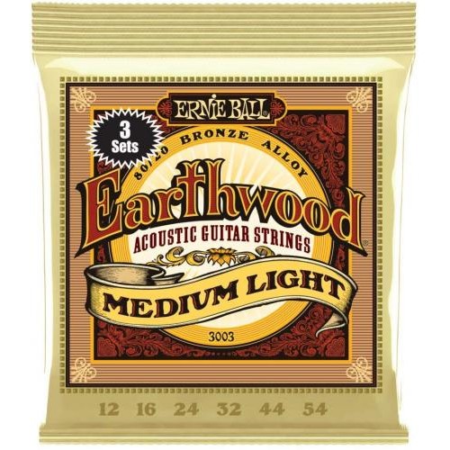 Струни для акустичної гітари 3 Sets Ernie Ball 3003 Earthwood Acoustic 80/20 Bronze Medium Light 12/54 Струни для акустичної гітари 3 Sets Ernie Ball 3003 Earthwood Acoustic 80/20 Bronze Medium Light 12/54