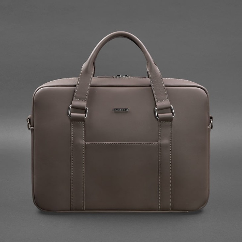Шкіряна сумка для ноутбука і документів темно-бежева BlankNote