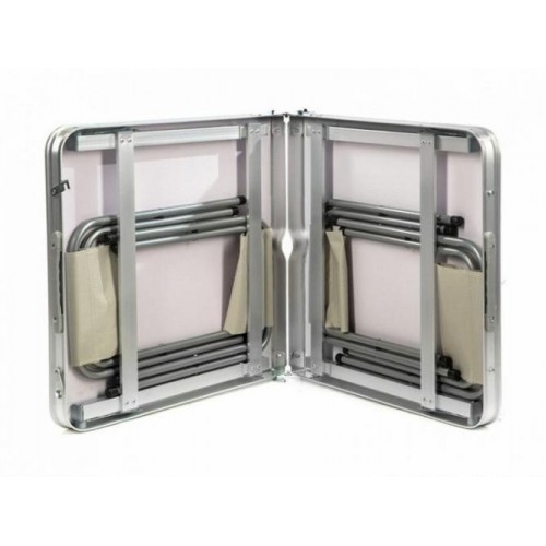 Розкладний туристичний стіл для пікніка зі стільцями Easy Campi Коричневий+Ліхтар для кемпінгу XF-5800T Розкладний туристичний стіл для пікніка зі стільцями Easy Campi Коричневий+Ліхтар для кемпінгу XF-5800T