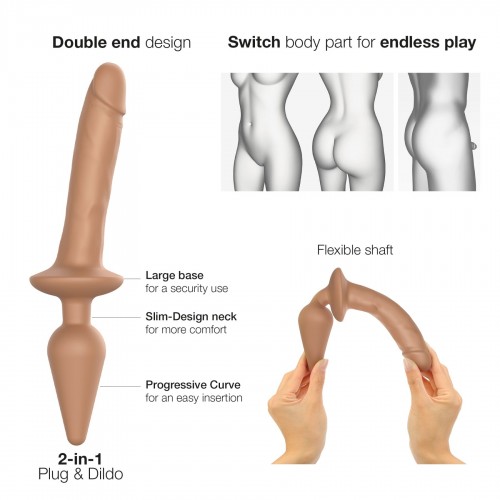 Анальна пробка з дилдо 2в1 Strap-On-Me SWITCH PLUG-IN REALISTIC DILDO Caramel S, діаметр 3,3/2,9 см в інтернет супермаркеті PbayMarket!