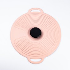 Кришка для посуду силіконова універсальна діаметром 20,4 см TS Kitchen рожева HP34541S