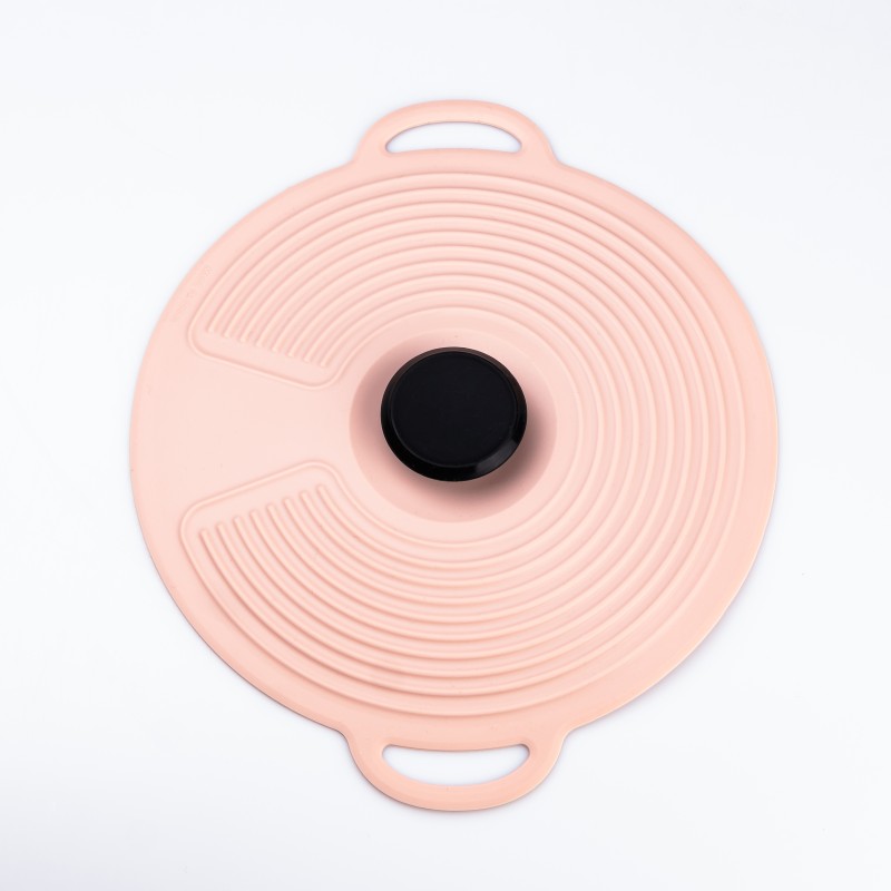 Кришка для посуду силіконова універсальна діаметром 20,4 см TS Kitchen рожева HP34541S