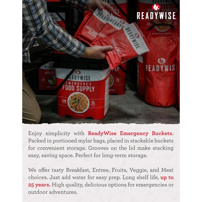 Набір сублімованого м'яса і рис з великим терміном зберігання 25 років Readywise, 88 порцій