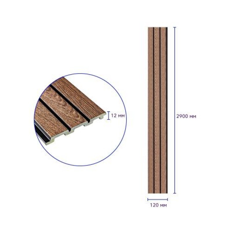 Декоративна стінова рейка Sticker Wall PS 2900x120x12 мм Коричневий (SW-00001739)