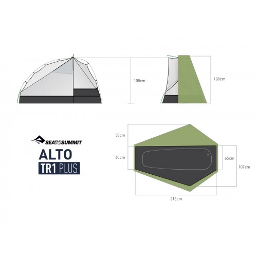 Намет Sea to Summit Alto TR1 Plus 215х107/60х105 см Зелений (1033-STS ATS2039-02160402)