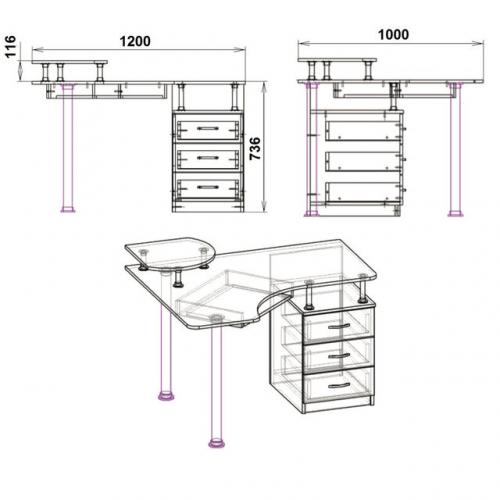 Комп'ютерний стіл СУ-2 Компанит Венге темний Комп'ютерний стіл СУ-2 Компанит Венге темний