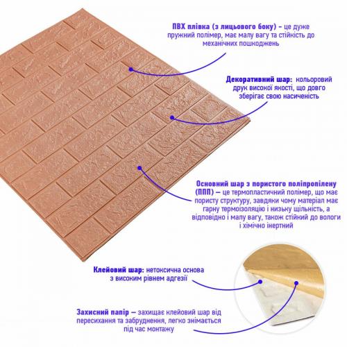 Самоклеюча 3D панель під цеглу Кава з молоком 700х770х5мм SW-00001801 Sticker Wall Самоклеюча 3D панель під цеглу Кава з молоком 700х770х5мм SW-00001801 Sticker Wall