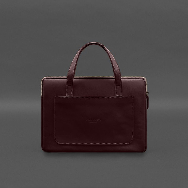 Шкіряний чохол з ручками для ноутбука 13 дюймів Бордовий BlankNote