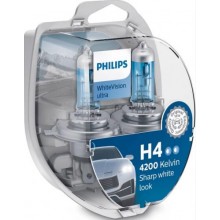 Комплект галогенових ламп Philips 12342WVUSM H4 60/55W 12V P43t WhiteVision ultra +60%