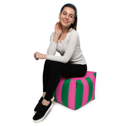 Пуф Кубик Смугастий Оксфорд 40х40 Студія Комфорту Зелений + Рожевий Пуф Кубик Смугастий Оксфорд 40х40 Студія Комфорту Зелений + Рожевий