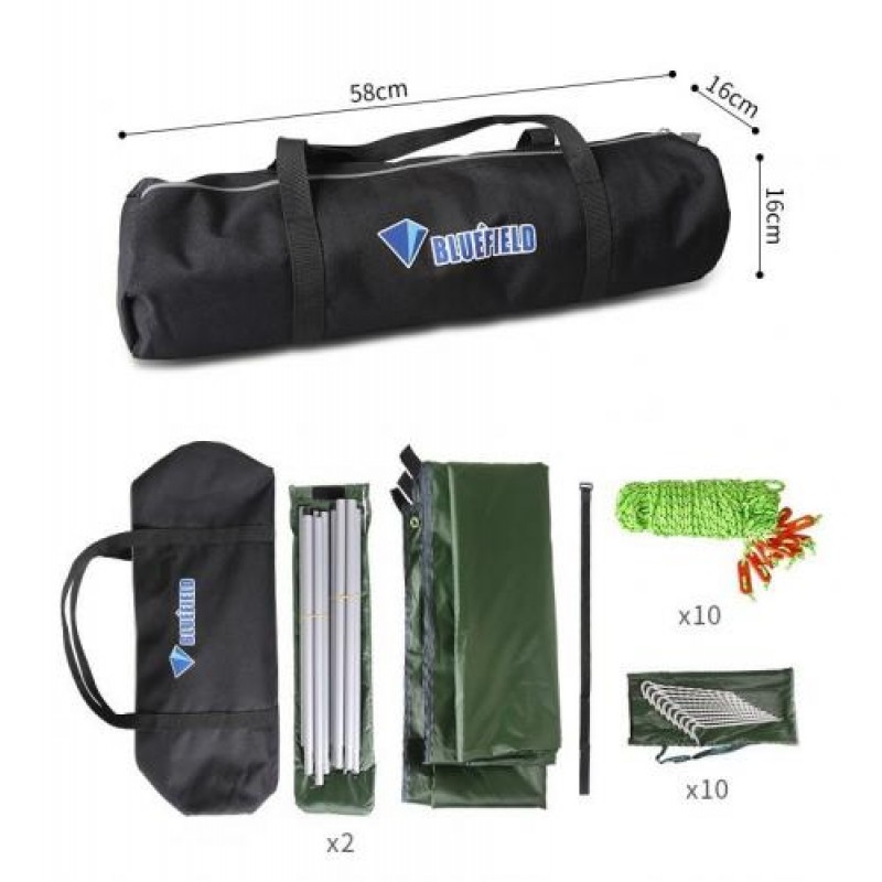 Тент туристичний із стійками Водонепроникний S Bluefield 3Х5 метра Світлий хакі (55-050465)