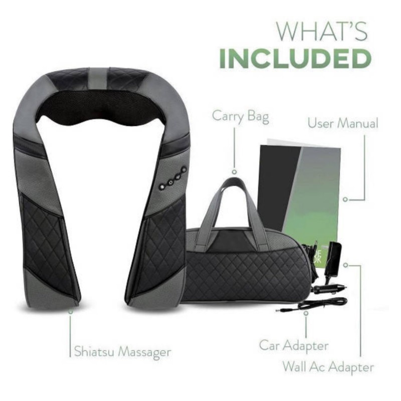 Масажер для шиї і плечей з прогріванням Resteck 32x31x19 см Чорно-сірий (1477844644)