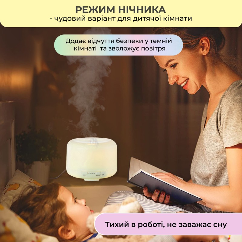 Зволожувач повітря No Brand 500 мл з LED-підсвіткою на 2 кольори та пультом