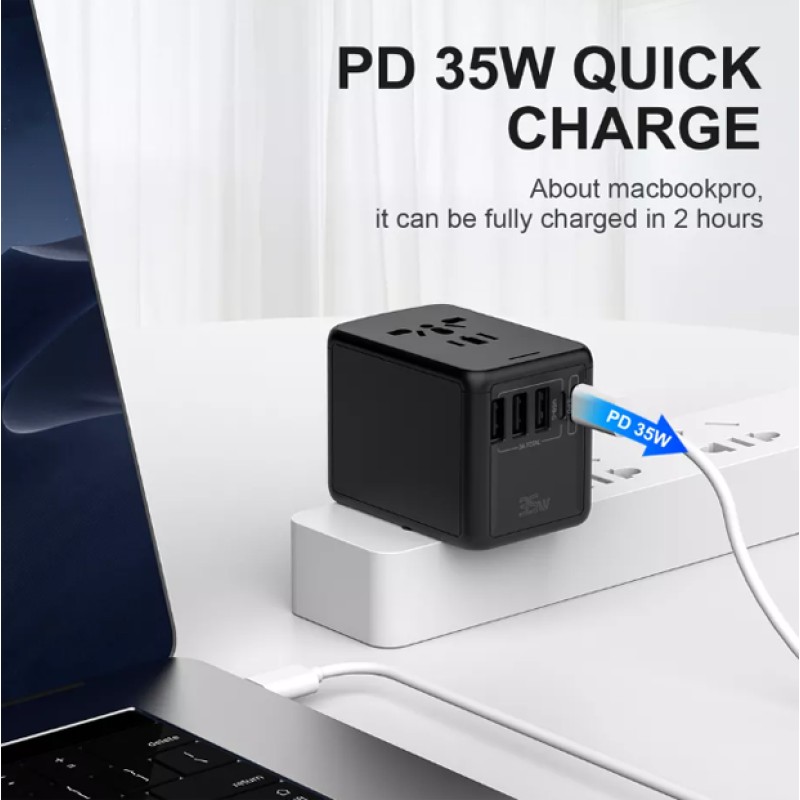 Універсальний адаптер Otravel для подорожей чорний 30W SL-207