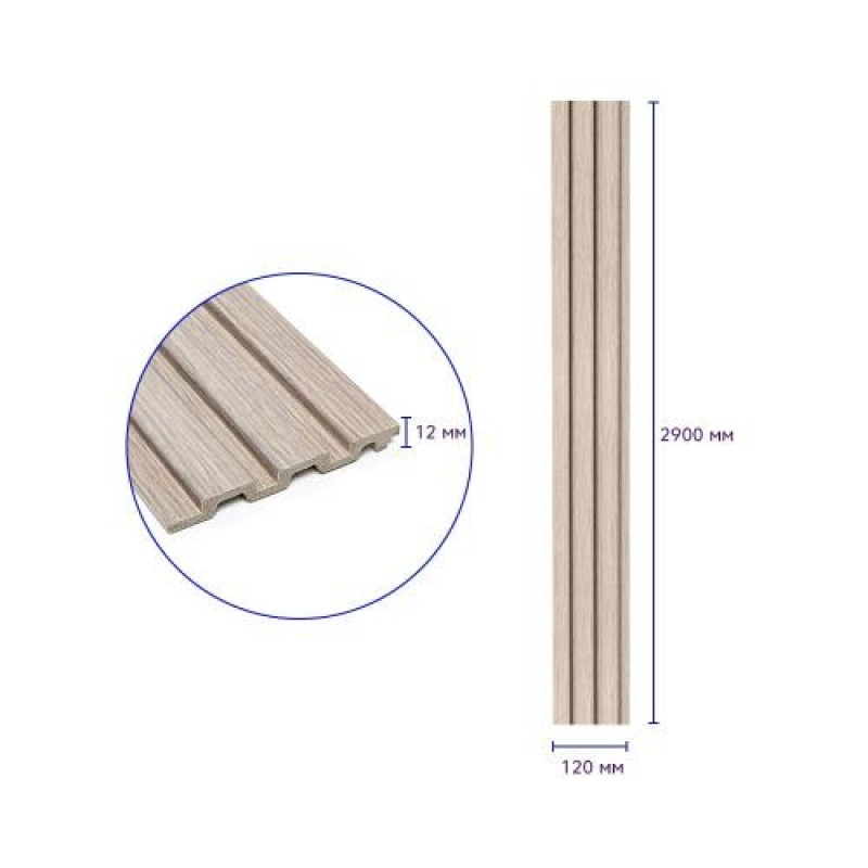 Декоративна стінова рейка Sticker Wall PS 2900x120x12 мм Бежевий (SW-00002129)