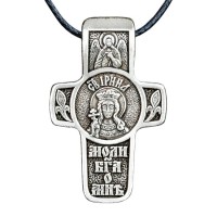Хрест натільний срібний Silvering Ірина Свята Великомучениця Ірина Македонська 3х1,8х0,2 см (19576)