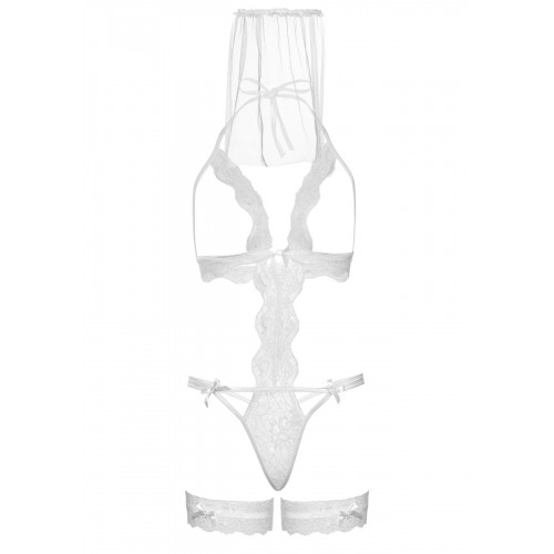 Костюм нареченої Leg Avenue G-string teddy, veil & garter One size White, з відкритими грудьми в інтернет супермаркеті PbayMarket!