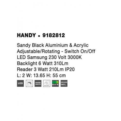 Бра Nova Luce Handy 13.65 x55 см Чорний (Nova9182812)