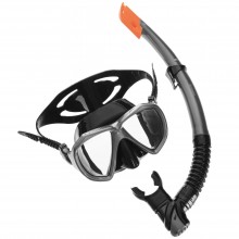 Набір для плавання маска із трубкою Zelart M208-SN120-SIL Сірий-чорний (PT0891)