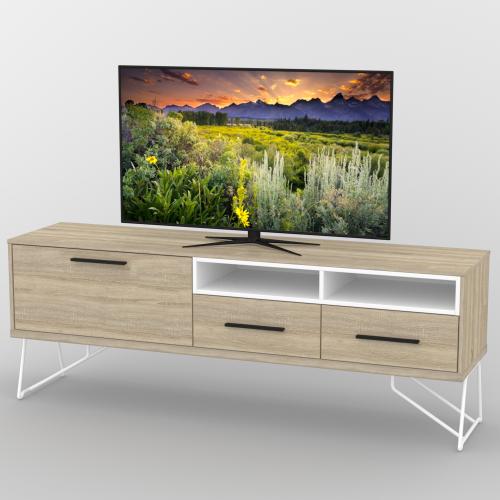 Тумба під телевізор Тиса Мебель ТВ-367 Дуб сонома Білий 65x44x180 см Тумба під телевізор Тиса Мебель ТВ-367 Дуб сонома Білий 65x44x180 см
