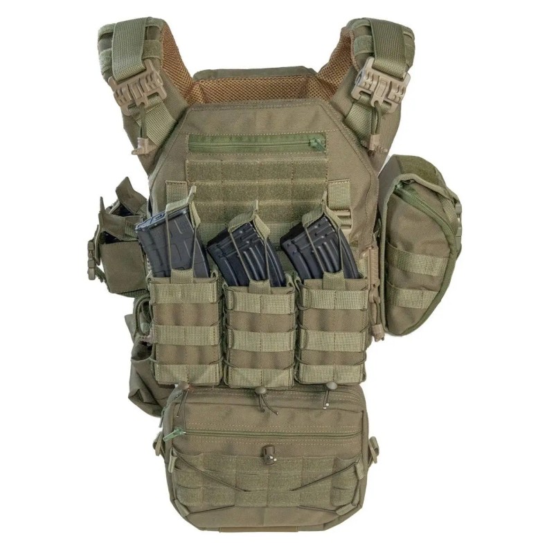 Комплект плитоноски з підсумками та напашником без плит No Brand 30 х 25 см Оливковий (2019385805)