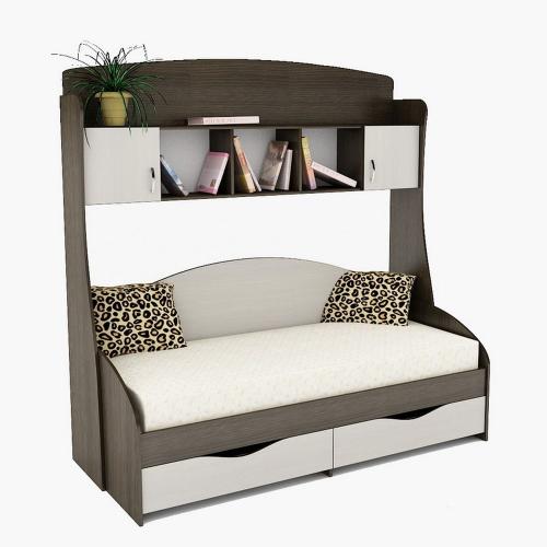 Дитяча кровать з надбудовою Тиса Мебель Горизонт Венге Дуб молочний 200.5x86x197.2 см Дитяча кровать з надбудовою Тиса Мебель Горизонт Венге Дуб молочний 200.5x86x197.2 см
