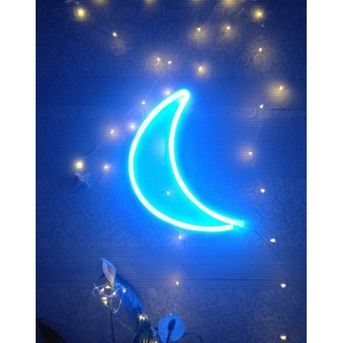 Настінний неоновий світильник нічник Місяць синій Angel