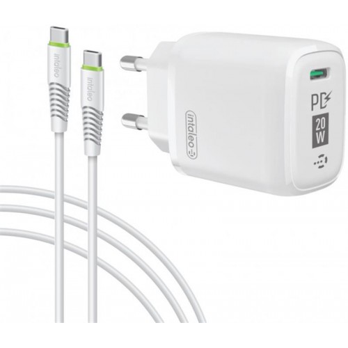 Мережевий зарядний пристрій Intaleo TCGQPD120T (1USBx3A) White (1283126509988) + кабель USB Type С в інтернет супермаркеті PbayMarket!