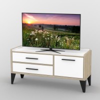 Тумба під телевізор Тиса Мебель ТВ-408 Дуб сонома Білий 68x44x139 см