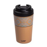 Термочашка з кришкою на клямці YIWU Вишиванка 380 мл Коричневий (HP-14-50O)