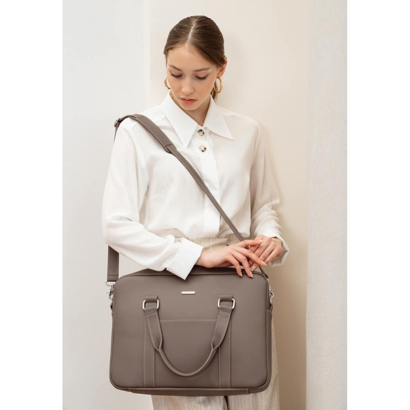 Шкіряна сумка для ноутбука і документів темно-бежева BlankNote