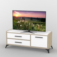 Тумба під телевізор Тиса Мебель ТВ-406 Дуб сонома Білий 58x54x149 см Тумба під телевізор Тиса Мебель ТВ-406 Дуб сонома Білий 58x54x149 см