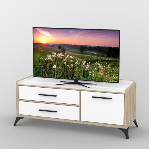 Тумба під телевізор Тиса Мебель ТВ-406 Дуб сонома Білий 58x54x149 см Тумба під телевізор Тиса Мебель ТВ-406 Дуб сонома Білий 58x54x149 см