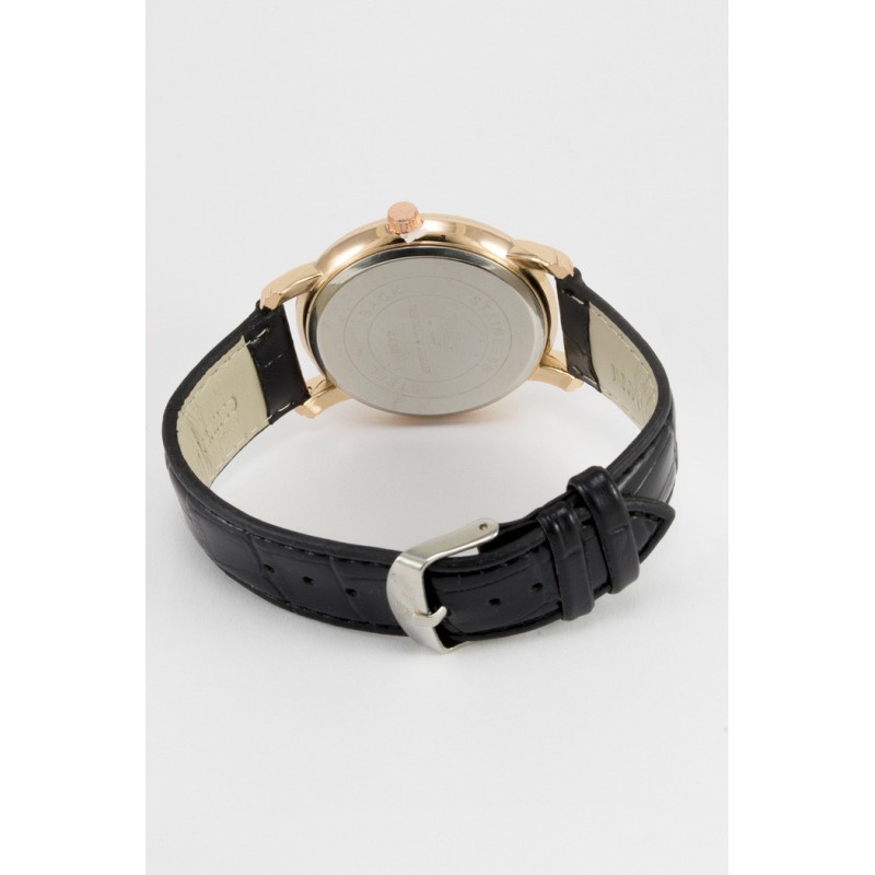 Годинник чоловічий наручний Giorgio Armani Золотистий з чорним ремінцем Репліка (IBW080YB)