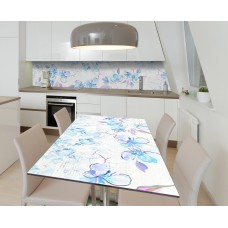 Наклейка 3Д вінілова на стіл Zatarga «Іриси на глині» 650х1200 мм для будинків, квартир, столів, кав'ярень