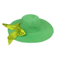 Капелюх солом'яний жіночий Summer hat атласна стрічка літня 56-58 Зелений (17509)